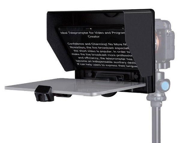 FEELWORLD TP10 المحمولة 10 بوصة قابلة للطي Teleprompter تدعم ما يصل إلى 11 "هاتف ذكي / جهاز لوحي يصور الهاتف الذكي DSLR مع جهاز التحكم عن بعد ومحول العدسة (FEELWORLD-TP10)