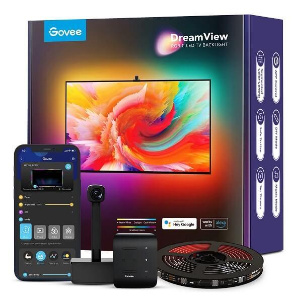 جوفي مصابيح خلفية LED للتلفزيون مع كاميرا دريم فيو T1 RGBIC واي فاي (H6199)