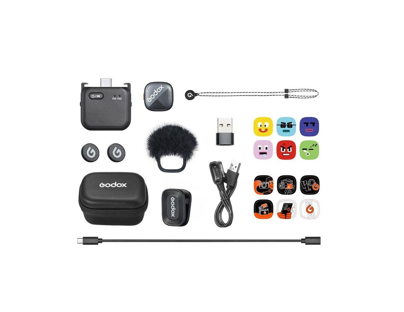 مجموعة Godox Cube-OP3 Kit1، نظام ميكروفون لاسلكي بتردد 2.4 جيجاهرتز، باللون الأسود