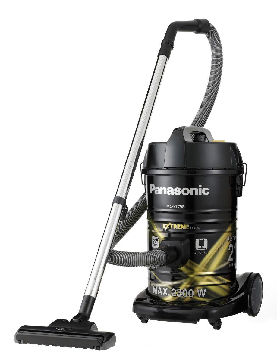 Panasonic Drum vacuum Cleaner, 2300 Watts, 21 liters Capacity, Full Nozzle, Anti Bacteria, Cord 8m, Cord Storage, MC-YL798NY47, Black