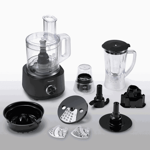 Panasonic Food Processor, 800W, 2.4L Plastic Bowl, with 9 Accessories for 25 Functions, 3 Different Speed Settings, MK-F510KTZ, Black