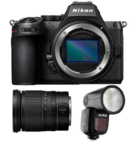 Nikon Z5 II Full-Frame Mirrorless Camera Body, VOA170AM + Nikkor Z 24-70mm f/4 S LENS, JMA704DA + Free Gift Godox TTL LI-ION Round Flash for Nikon, V1N