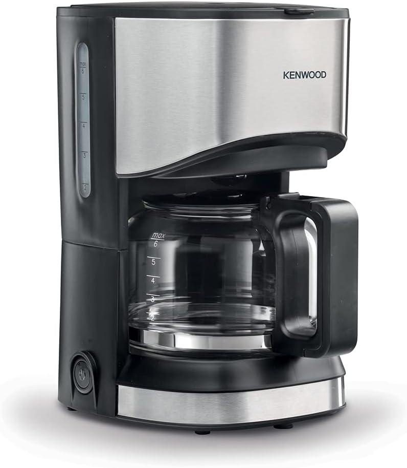 Kenwood Coffee Maker, Up to 6 Cups, Drip Coffee and Americano, 550W, 40 Min Auto Shut-Off, Reusable Filter, Anti-Drip Feature, Warming Plate, Easy to Clean, CMM05.000BM, Black/Silve