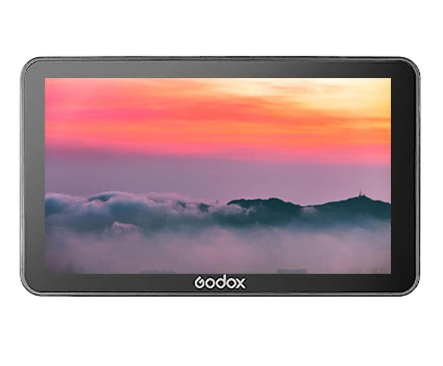 عدة شاشة كاميرا Godox GM6S Pro 4K عالية الإضاءة، 10 واط، 5.5 بوصة، شاشة فيديو 2000 نت لكاميرات DSLR، مدخل ومخرج HDMI، مع حاجب شمس، GM6S-PRO-KIT2، لون أسود