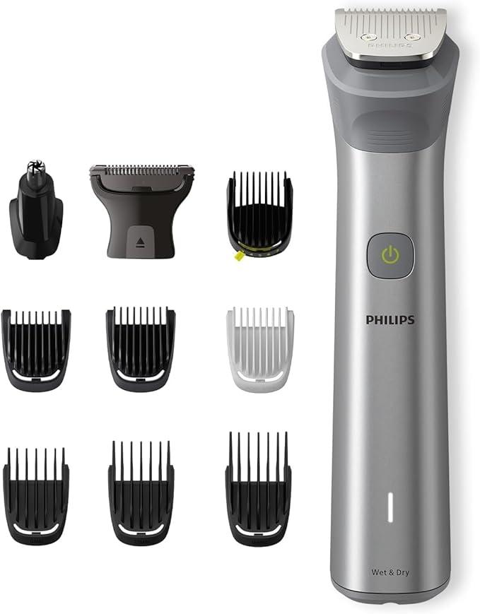 Philips All-in-One Trimmer, 11-in-1 Face, Hair & Body Grooming,Nose & Ear, 120min Cordless, Showerproof, MG5930/15, Grey