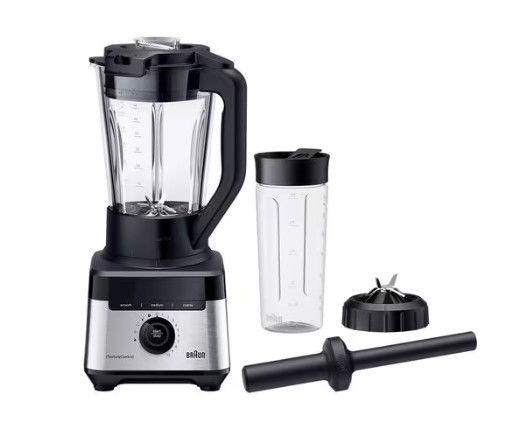 Braun Power Blender7, 1400W, 2L Capacity Glass Jug, 30K rpm Motor, 10 Speeds, 9 Food Programs, Smoothie program with Tritan bottle 600ml, TriAction Technology, 10 Speed, Pulse Function, PrecisionCrush Blade, Clean Program, JB7551BK, Black
