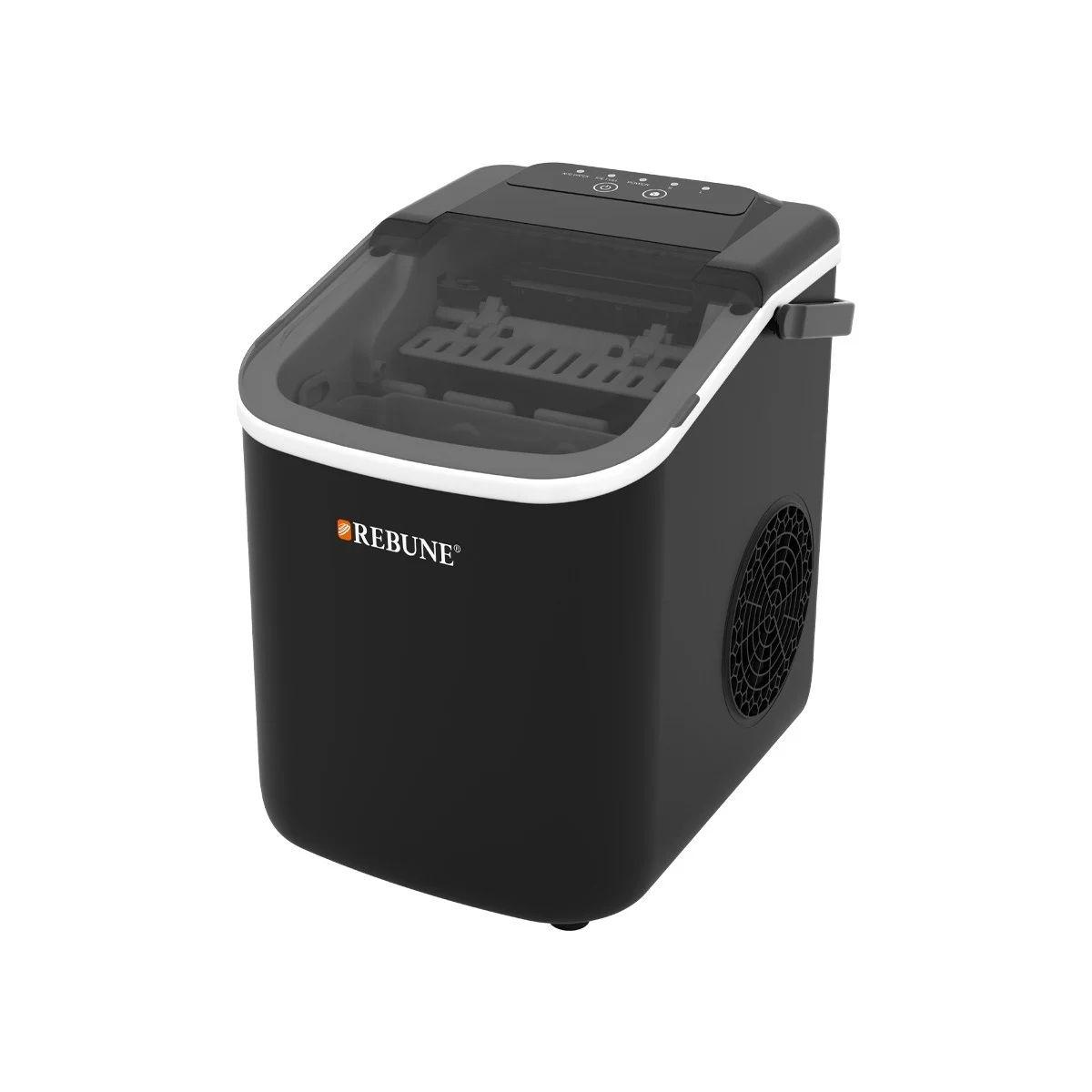 Rebune Ice Maker, 112W, 1.6 Liter, Quietly Operating, Automatic Cleaning and UV-sterilization to Ensure Perfect Purity Every Time, RE6043, Black