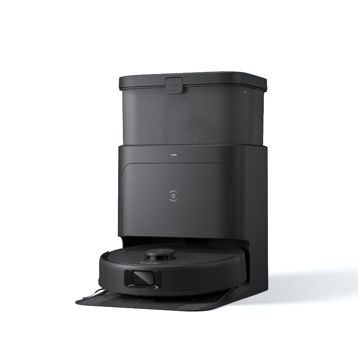 مكنسة كهربائية روبوتية من إيكوفاكس N30 برو أومني مع محطة، مكنسة كهربائية روبوتية بقوة 10000 باسكال، تنظيف وتجفيف بالماء الساخن، فرشاة زيرو تانجل 2.0، رافعة انزلاقية 9 مم، تفريغ تلقائي، لون أسود