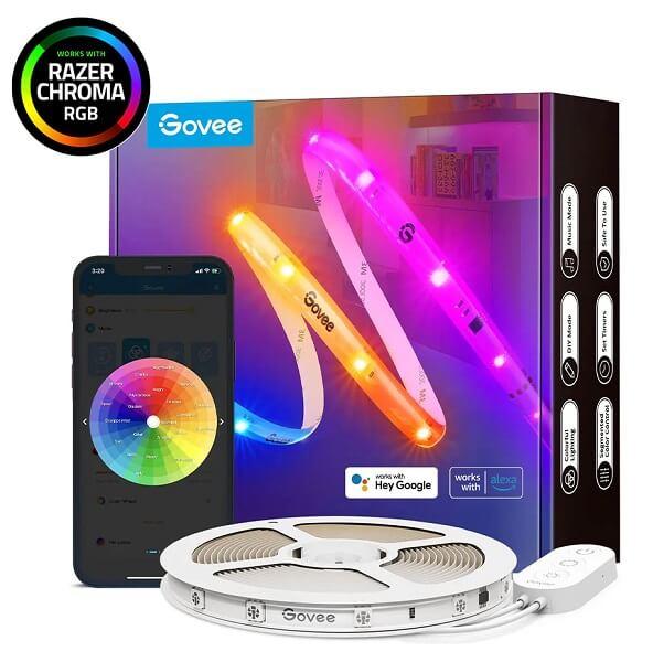 Govee RGBIC Wi-Fi + Bluetooth LED Strip Lights With Protective Coating (10m) (H619C)