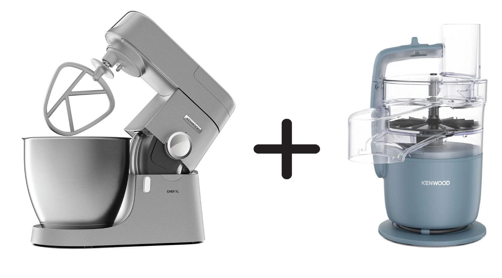 Kenwood Kitchen Machine, Metal Body, 1200W, 6.7L Steel Bowl, KVL4230S + Kenwood Food Processor, MultiPro Go, 650W, 1.3L Bowl, FDP22.130GY