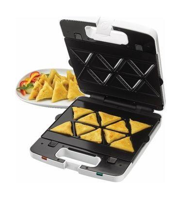 Kenwood SMM741WH Samosa/Sandwhich Maker - 1300 W / Cool touch handles, Removable Plates, Power Indicator, Lock-on Lid, Anti-slip base (OWSMM741WH)