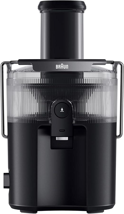 Braun MultiJuice 5 Centrifugal Juicer with ColdXtract Technology, 800W, 75mm Feed tube, 2L Juice Container, Anti Drip System, Quadruple Safety System, Stainless Steel Filter, SJ5000BK, Black