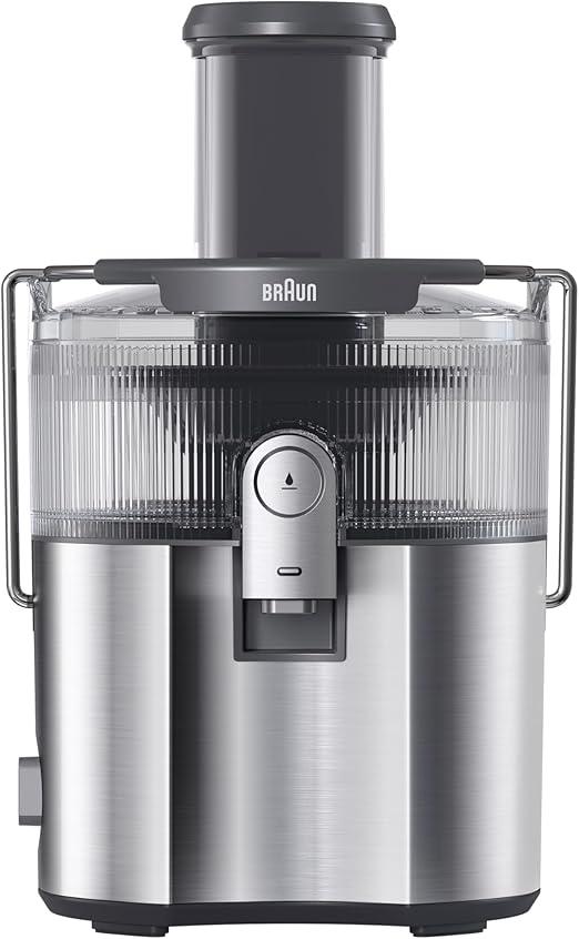 Braun MultiJuice 7 Centrifugal Juicer with ColdXtract Technology, 1000W, 75mm Feed tube, 2L Juice Container, Anti Drip System, Quadruple Safety System, Stainless Steel Filter, SJ7000GY, Grey