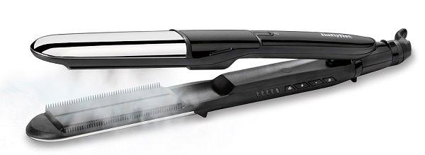 Babyliss Hair Steam Straightener, Up to 230°, 5 Heat Settings, Diamond Ceramic Plates, Ionic Frizz Control, Auto Shut Off, Straightening Comb Attachment, Heat Mat, ST496SDE, Black