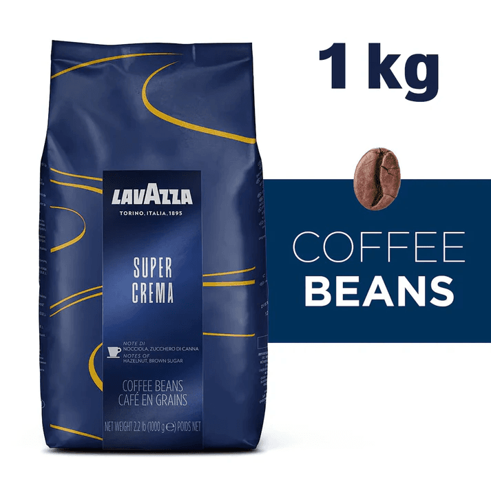 Lavazza Super Crema Beans 1 KG, Rich and Velvety Flavor, LAVAZZASUPERCREMA