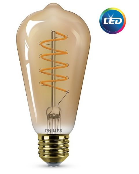 Philips LED Dimmable Vintage Light Bulb 4-25W ST64 E27 Gold 1800K