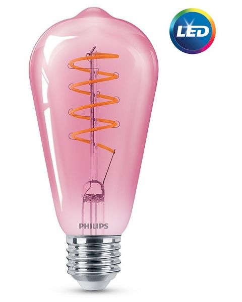 Philips LED Dimmable Modern Pink Light Bulb 4.5-25W ST64 E27 1800K