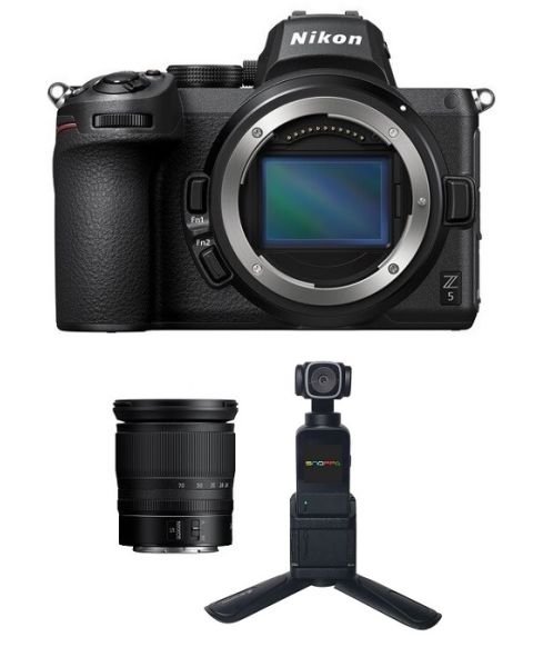 كاميرا نيكون Z5 بدون مرآة (VOA040AM) + عدسة 24-70 + بينرو جيمبال كاميرا Snoppa Vmate مع قاعدة Vmate + بطاقة عضوية