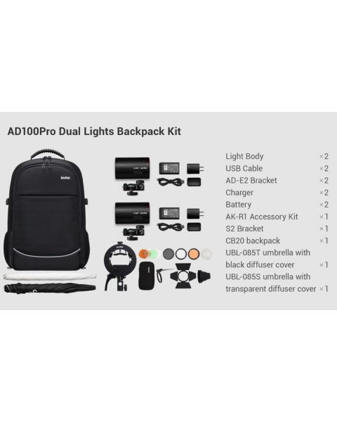 Godox AD100Pro Dual Lights Backpack kit (AD100PRO-KIT-2)