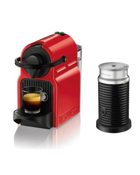 Nespresso Inissia Coffee Machine Red + Aeroccino 3 (C040RE+3694BK)