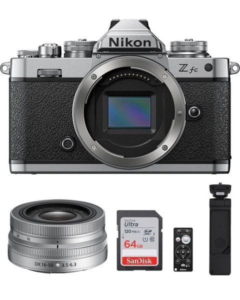 كاميرا  نيكون  Z fc هيكل فقط  (VOA090AM) + عدسة 16-50mm f/3.5-6.3 VR نيكون + بطاقة ذاكرة 64 جيجابايت + حاملة ثلاثية للتصوير  +  أداة نيكون للتحكم عن بعد + بطاقة عضوية